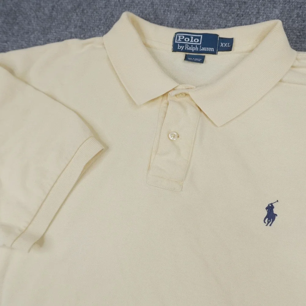 Polo Ralph Lauren Polo Shirt Mens XXL Yellow Short Sleeve Pique Pony Logo‎
